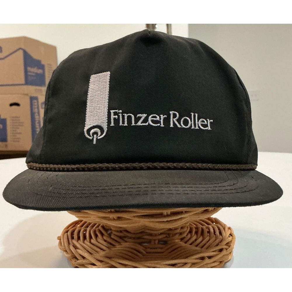VTG USA Made Finzer Roller Rope‎ Trucker Cap 90s Snapback Hat Mens OSFA Black